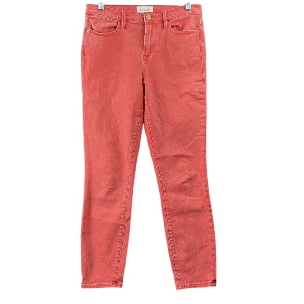FRAME Le High Skinny Crop Jeans Womens Size 24 Washed Cherry Red High Rise New - Picture 1 of 6